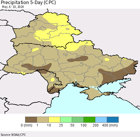 Ukraine, Moldova and Belarus Precipitation 5-Day (CPC) Thematic Map For 5/6/2024 - 5/10/2024