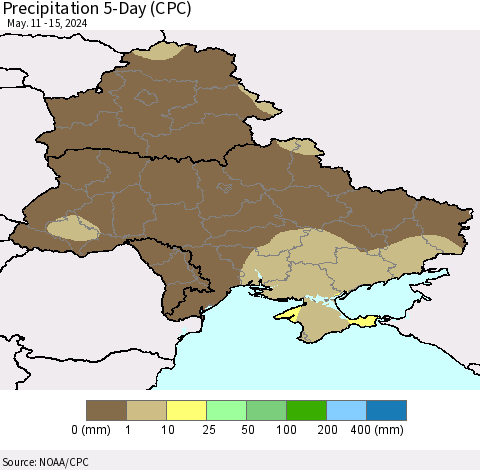 Ukraine, Moldova and Belarus Precipitation 5-Day (CPC) Thematic Map For 5/11/2024 - 5/15/2024