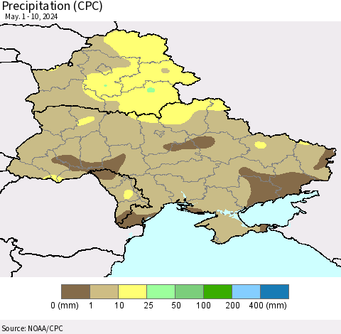 Ukraine, Moldova and Belarus Precipitation (CPC) Thematic Map For 5/1/2024 - 5/10/2024