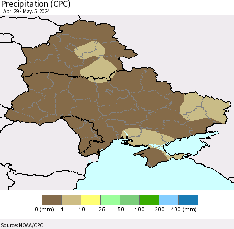 Ukraine, Moldova and Belarus Precipitation (CPC) Thematic Map For 4/29/2024 - 5/5/2024