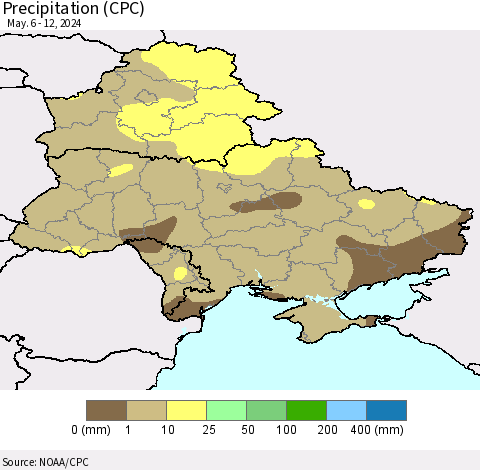Ukraine, Moldova and Belarus Precipitation (CPC) Thematic Map For 5/6/2024 - 5/12/2024