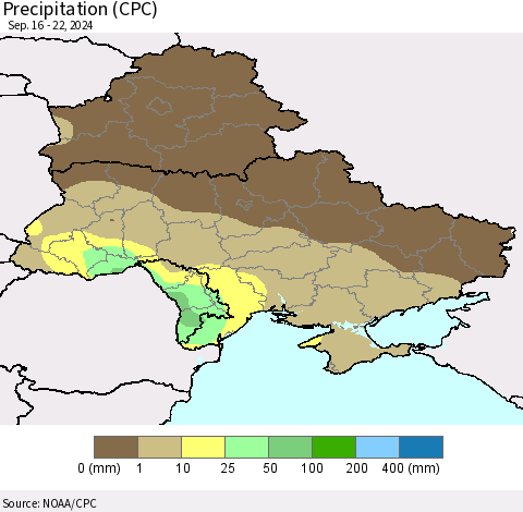 Ukraine, Moldova and Belarus Precipitation (CPC) Thematic Map For 9/16/2024 - 9/22/2024