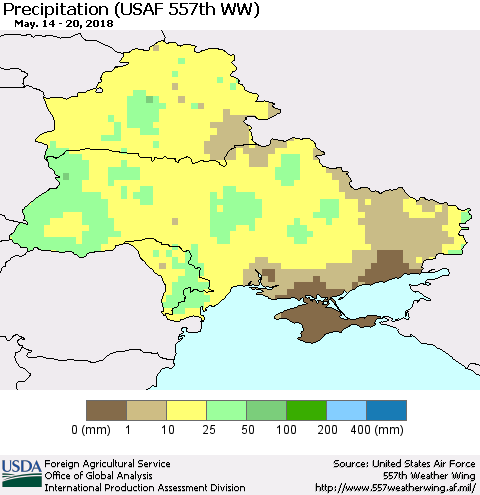 Ukraine, Moldova and Belarus Precipitation (USAF 557th WW) Thematic Map For 5/14/2018 - 5/20/2018