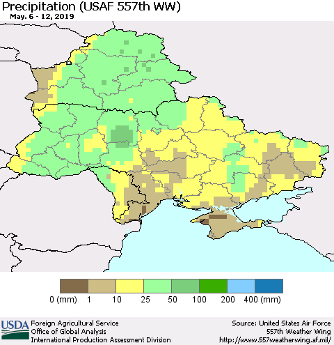 Ukraine, Moldova and Belarus Precipitation (USAF 557th WW) Thematic Map For 5/6/2019 - 5/12/2019
