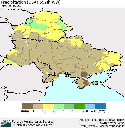 Ukraine, Moldova and Belarus Precipitation (USAF 557th WW) Thematic Map For 5/10/2021 - 5/16/2021