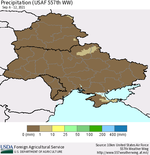 Ukraine, Moldova and Belarus Precipitation (USAF 557th WW) Thematic Map For 9/6/2021 - 9/12/2021
