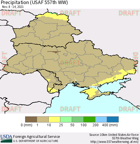 Ukraine, Moldova and Belarus Precipitation (USAF 557th WW) Thematic Map For 11/8/2021 - 11/14/2021
