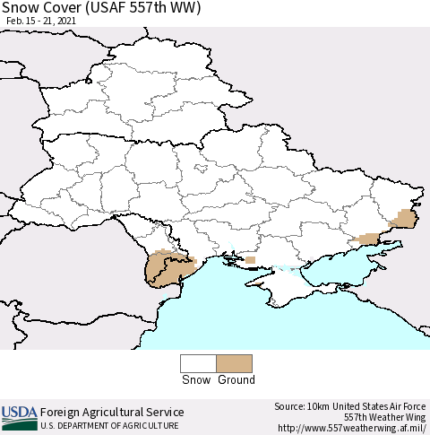 Ukraine, Moldova and Belarus Snow Cover (USAF 557th WW) Thematic Map For 2/15/2021 - 2/21/2021