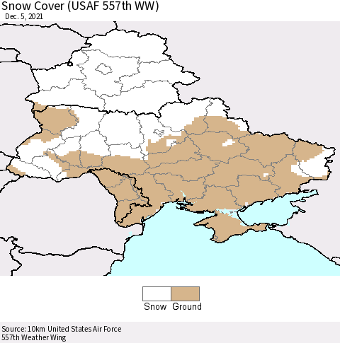 Ukraine, Moldova and Belarus Snow Cover (USAF 557th WW) Thematic Map For 11/29/2021 - 12/5/2021
