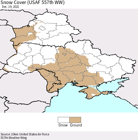 Ukraine, Moldova and Belarus Snow Cover (USAF 557th WW) Thematic Map For 12/13/2021 - 12/19/2021