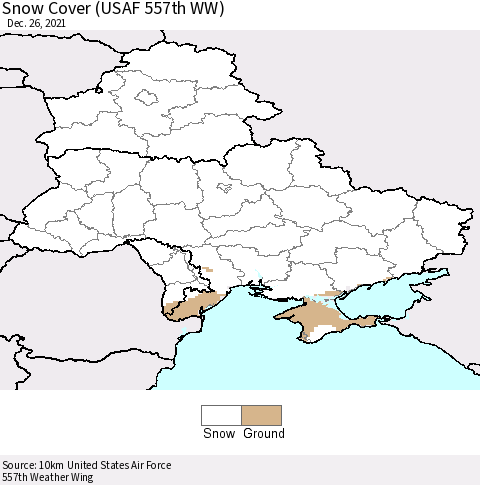 Ukraine, Moldova and Belarus Snow Cover (USAF 557th WW) Thematic Map For 12/20/2021 - 12/26/2021
