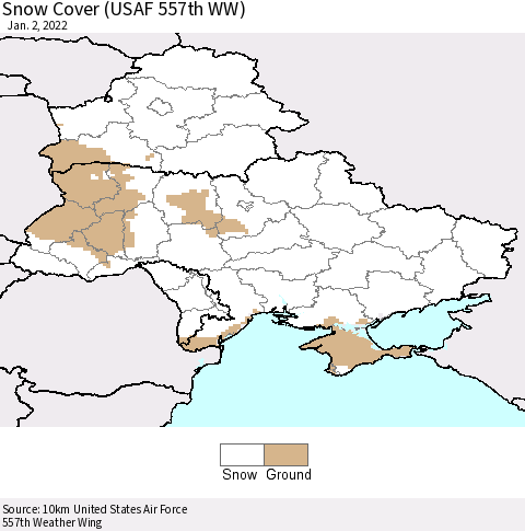 Ukraine, Moldova and Belarus Snow Cover (USAF 557th WW) Thematic Map For 12/27/2021 - 1/2/2022