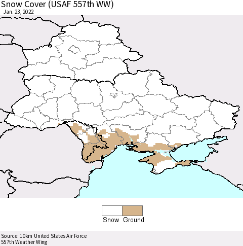 Ukraine, Moldova and Belarus Snow Cover (USAF 557th WW) Thematic Map For 1/17/2022 - 1/23/2022