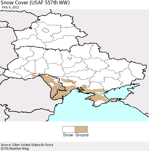 Ukraine, Moldova and Belarus Snow Cover (USAF 557th WW) Thematic Map For 1/31/2022 - 2/6/2022