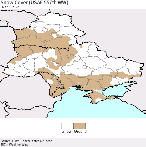 Ukraine, Moldova and Belarus Snow Cover (USAF 557th WW) Thematic Map For 2/28/2022 - 3/6/2022