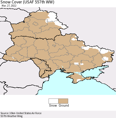 Ukraine, Moldova and Belarus Snow Cover (USAF 557th WW) Thematic Map For 3/21/2022 - 3/27/2022