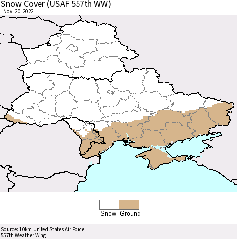 Ukraine, Moldova and Belarus Snow Cover (USAF 557th WW) Thematic Map For 11/14/2022 - 11/20/2022