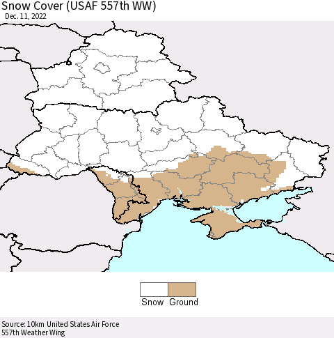 Ukraine, Moldova and Belarus Snow Cover (USAF 557th WW) Thematic Map For 12/5/2022 - 12/11/2022