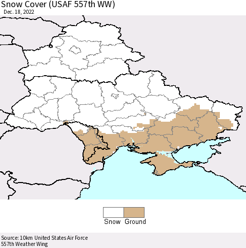 Ukraine, Moldova and Belarus Snow Cover (USAF 557th WW) Thematic Map For 12/12/2022 - 12/18/2022