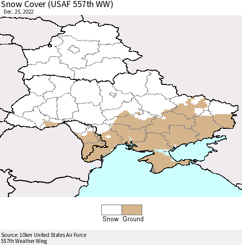 Ukraine, Moldova and Belarus Snow Cover (USAF 557th WW) Thematic Map For 12/19/2022 - 12/25/2022