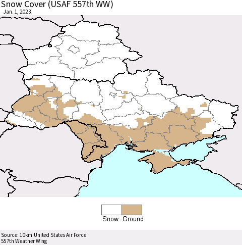 Ukraine, Moldova and Belarus Snow Cover (USAF 557th WW) Thematic Map For 12/26/2022 - 1/1/2023