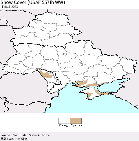 Ukraine, Moldova and Belarus Snow Cover (USAF 557th WW) Thematic Map For 1/30/2023 - 2/5/2023