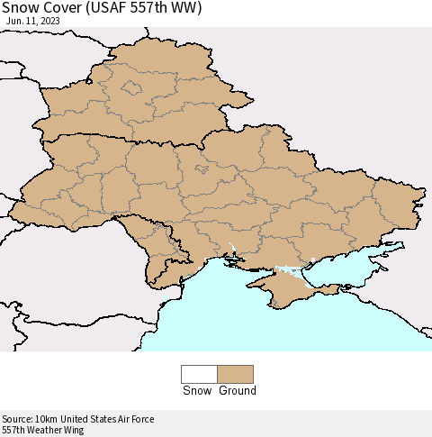 Ukraine, Moldova and Belarus Snow Cover (USAF 557th WW) Thematic Map For 6/5/2023 - 6/11/2023