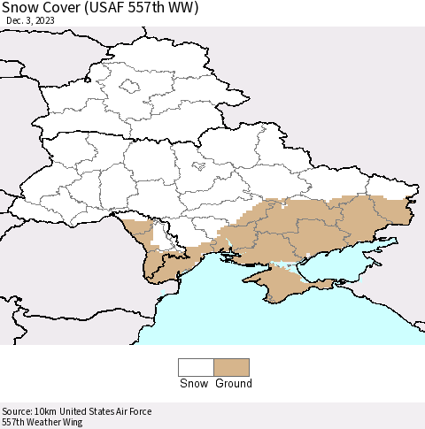Ukraine, Moldova and Belarus Snow Cover (USAF 557th WW) Thematic Map For 11/27/2023 - 12/3/2023