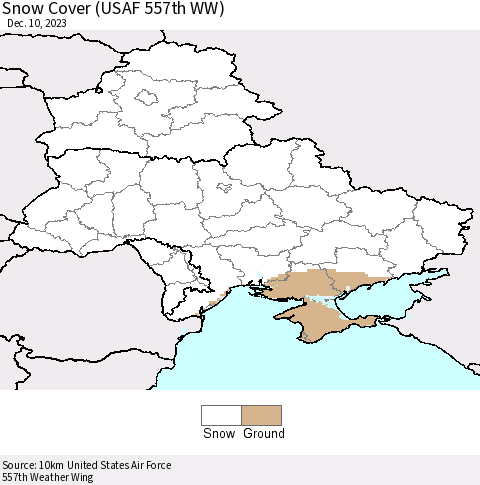 Ukraine, Moldova and Belarus Snow Cover (USAF 557th WW) Thematic Map For 12/4/2023 - 12/10/2023
