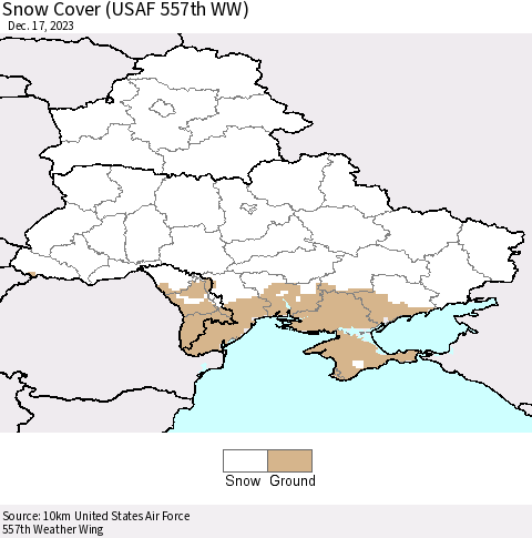 Ukraine, Moldova and Belarus Snow Cover (USAF 557th WW) Thematic Map For 12/11/2023 - 12/17/2023