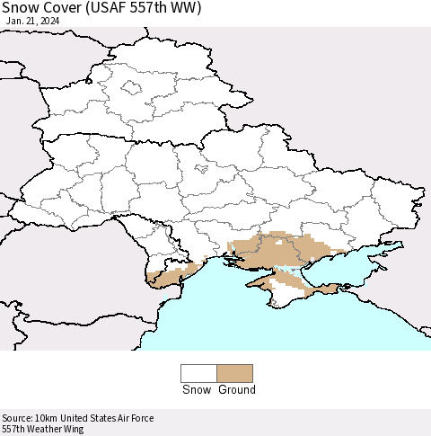 Ukraine, Moldova and Belarus Snow Cover (USAF 557th WW) Thematic Map For 1/15/2024 - 1/21/2024