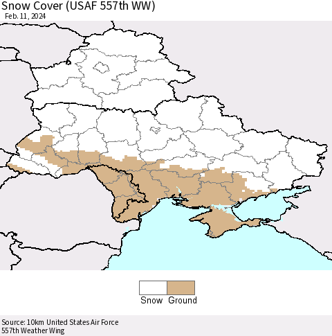 Ukraine, Moldova and Belarus Snow Cover (USAF 557th WW) Thematic Map For 2/5/2024 - 2/11/2024