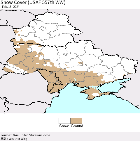 Ukraine, Moldova and Belarus Snow Cover (USAF 557th WW) Thematic Map For 2/12/2024 - 2/18/2024
