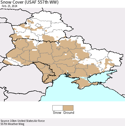 Ukraine, Moldova and Belarus Snow Cover (USAF 557th WW) Thematic Map For 2/19/2024 - 2/25/2024