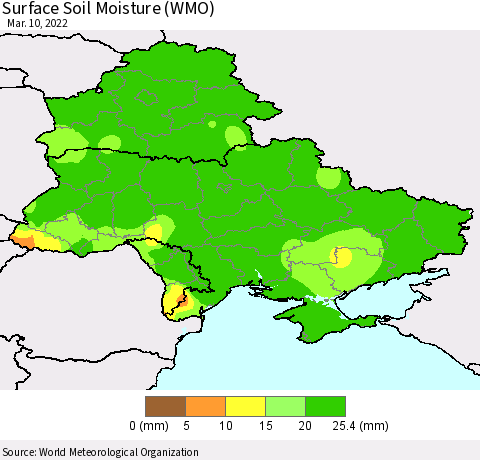 Ukraine, Moldova and Belarus Surface Soil Moisture (WMO) Thematic Map For 3/6/2022 - 3/10/2022