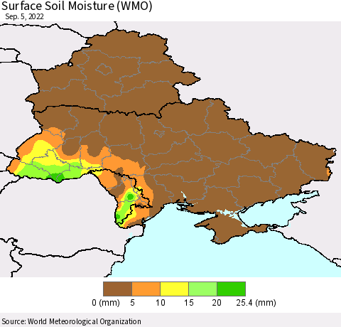 Ukraine, Moldova and Belarus Surface Soil Moisture (WMO) Thematic Map For 9/1/2022 - 9/5/2022