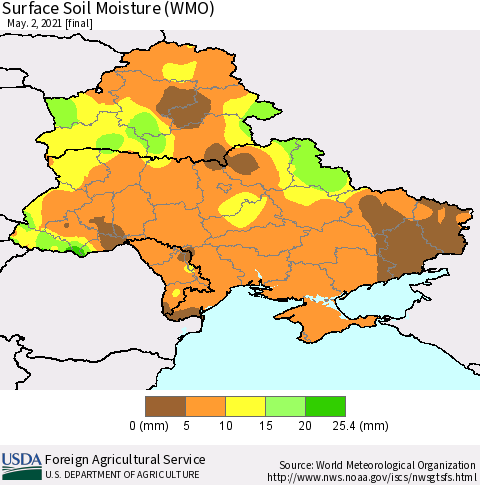 Ukraine, Moldova and Belarus Surface Soil Moisture (WMO) Thematic Map For 4/26/2021 - 5/2/2021