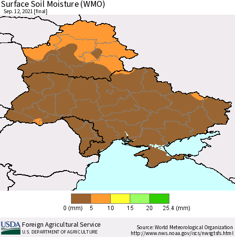 Ukraine, Moldova and Belarus Surface Soil Moisture (WMO) Thematic Map For 9/6/2021 - 9/12/2021