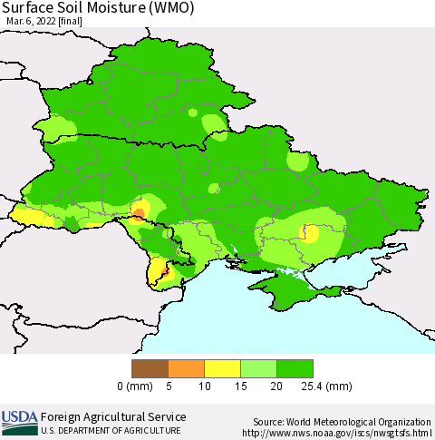 Ukraine, Moldova and Belarus Surface Soil Moisture (WMO) Thematic Map For 2/28/2022 - 3/6/2022