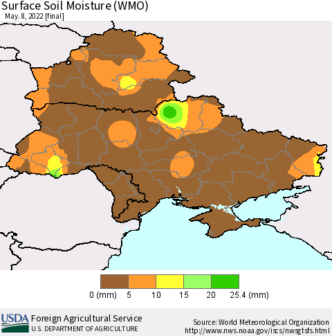 Ukraine, Moldova and Belarus Surface Soil Moisture (WMO) Thematic Map For 5/2/2022 - 5/8/2022