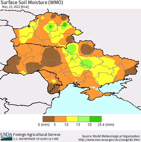 Ukraine, Moldova and Belarus Surface Soil Moisture (WMO) Thematic Map For 5/9/2022 - 5/15/2022