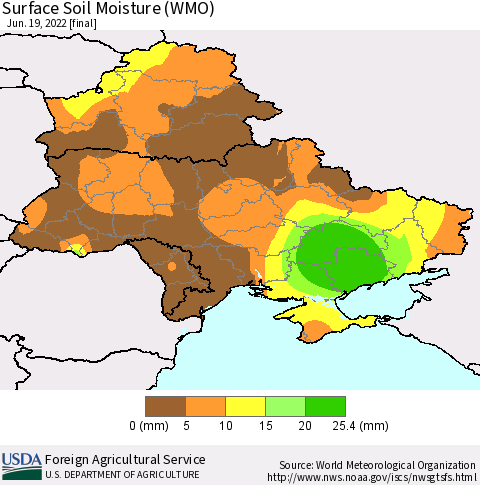 Ukraine, Moldova and Belarus Surface Soil Moisture (WMO) Thematic Map For 6/13/2022 - 6/19/2022