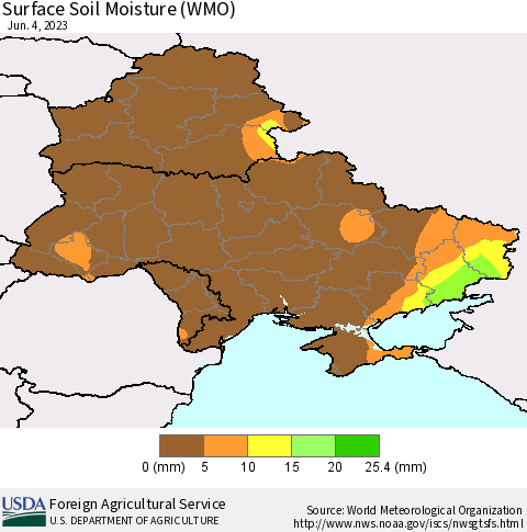 Ukraine, Moldova and Belarus Surface Soil Moisture (WMO) Thematic Map For 5/29/2023 - 6/4/2023