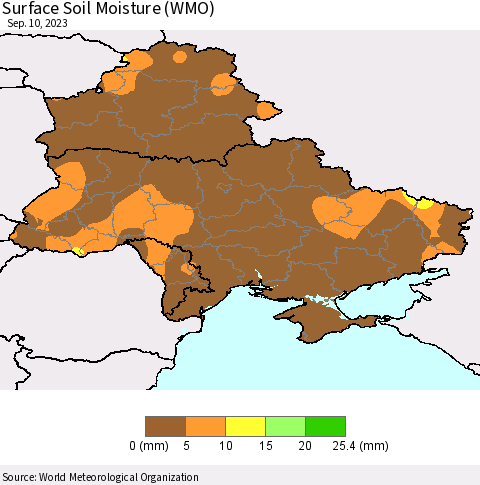 Ukraine, Moldova and Belarus Surface Soil Moisture (WMO) Thematic Map For 9/4/2023 - 9/10/2023