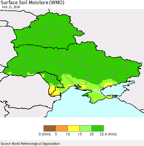 Ukraine, Moldova and Belarus Surface Soil Moisture (WMO) Thematic Map For 2/5/2024 - 2/11/2024
