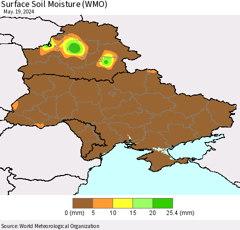 Ukraine, Moldova and Belarus Surface Soil Moisture (WMO) Thematic Map For 5/13/2024 - 5/19/2024