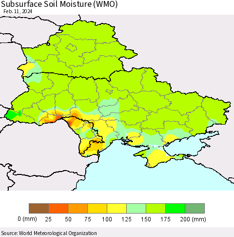 Ukraine, Moldova and Belarus Subsurface Soil Moisture (WMO) Thematic Map For 2/5/2024 - 2/11/2024