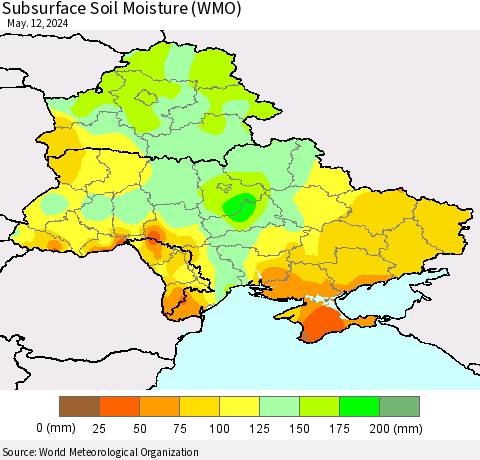 Ukraine, Moldova and Belarus Subsurface Soil Moisture (WMO) Thematic Map For 5/6/2024 - 5/12/2024