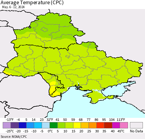 Ukraine, Moldova and Belarus Average Temperature (CPC) Thematic Map For 5/6/2024 - 5/12/2024