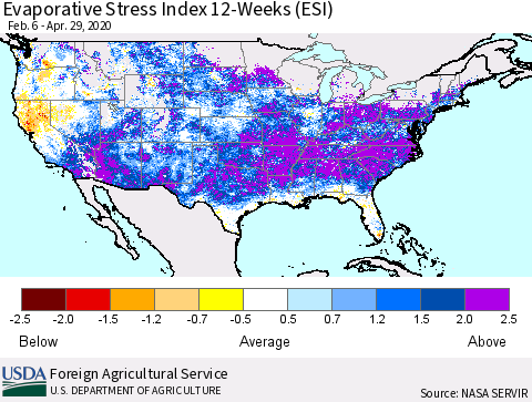 United States Evaporative Stress Index 12-Weeks (ESI) Thematic Map For 4/27/2020 - 5/3/2020